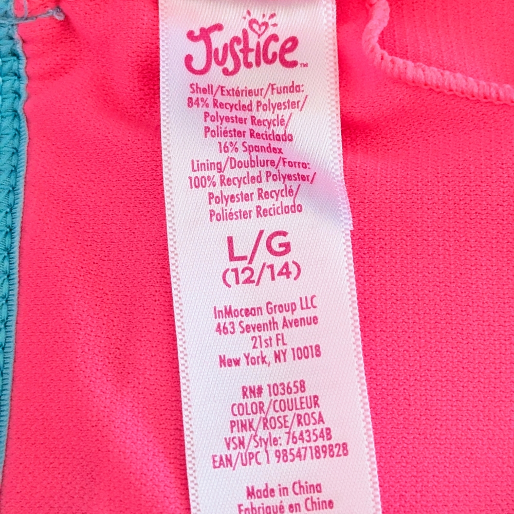 Justice Girls Two-Piece Bikini with Cross Back Straps Pink Punch Size Large NWT - Picture 5 of 10